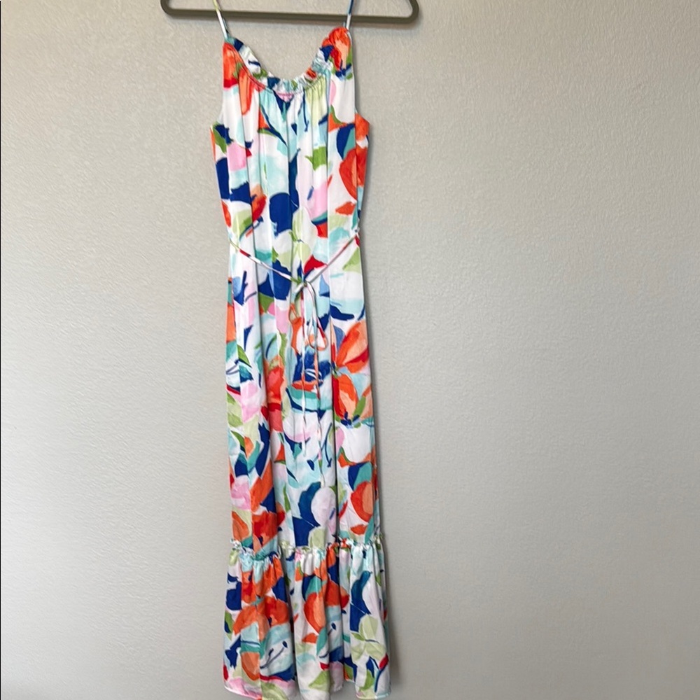 Nicole Miller Floral Maxi Dress with Spaghetti Straps - Size Large